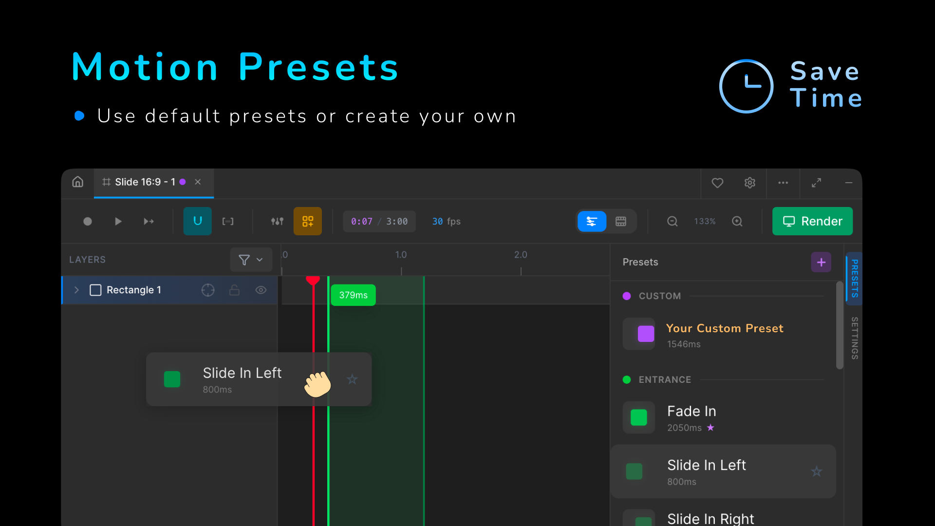 Motion presets and modifier stack
