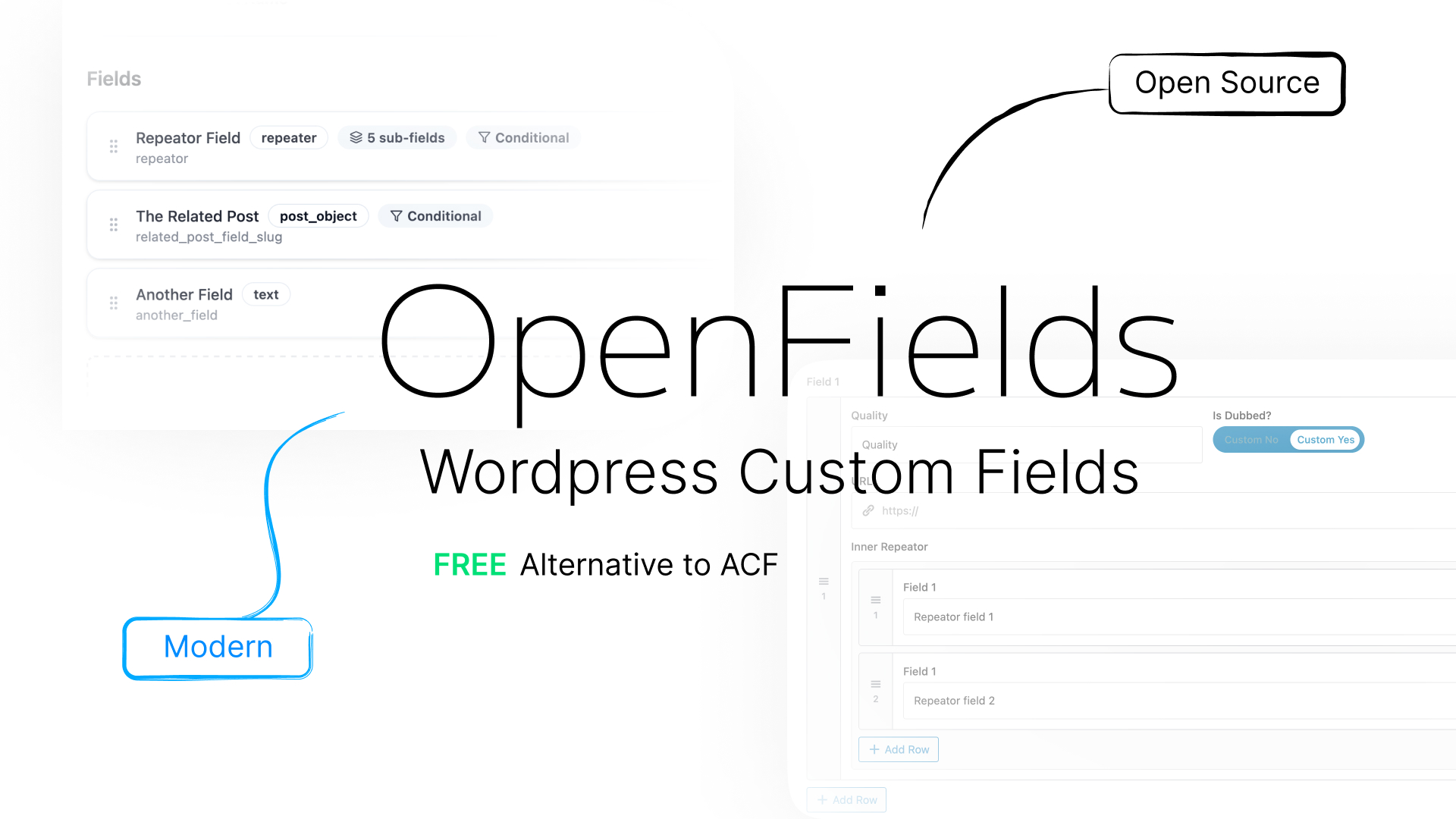 OpenFields admin interface overview