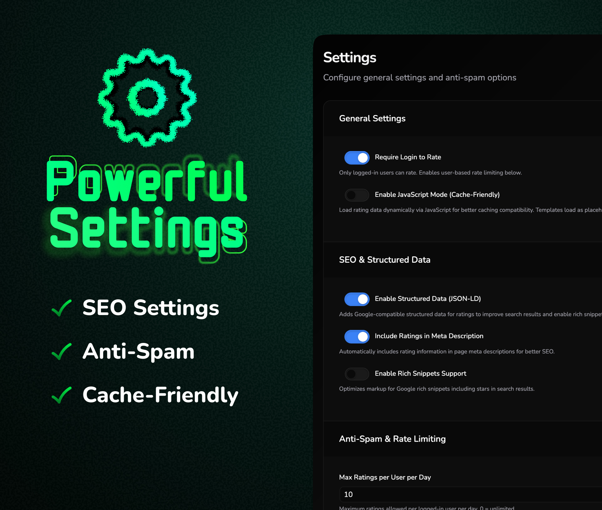 RatePress Settings Panel